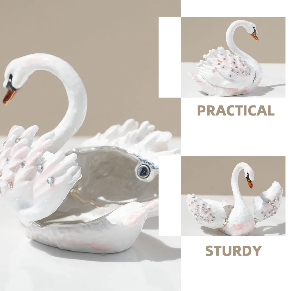 

Swan Shape Jewelry Box Vintage Metal Trinket ganizer Holder Display Case for Wedding Valentine's Day Gift Desktop Decor