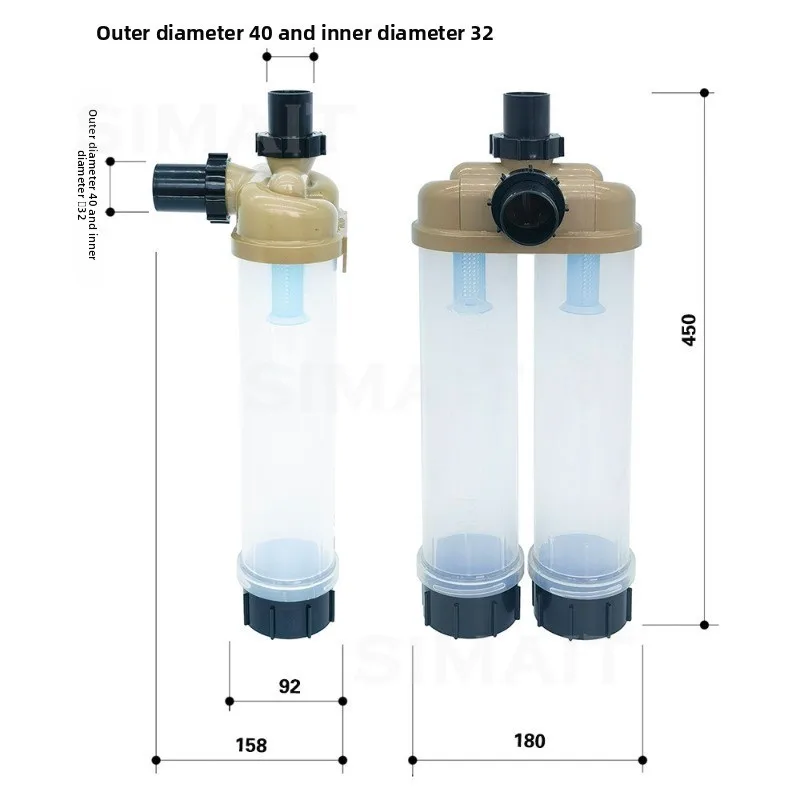 Transparent Double Dust Tube, Cyclone Dust Collector 32/40mm Diameter, Suitable for All Dust Removal Occasions