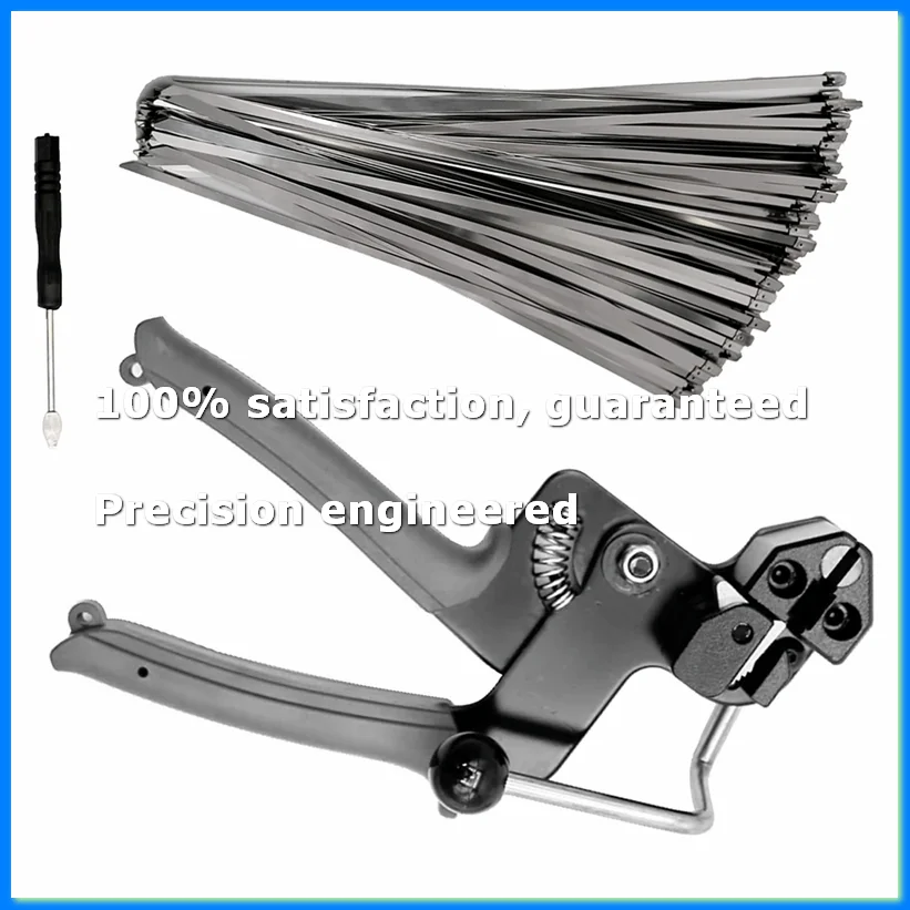 Metal Zip Ties Cutter Stainless Steel Cable Tie Cutting Tool with 100PCS Cable Tie for Self-Locking Zip Ties Black-A28R