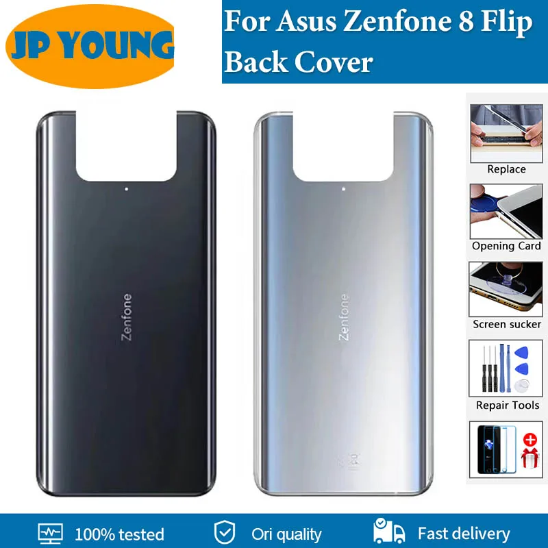 

6.67" Original New For Asus Zenfone 8 Flip Back Battery Cover Rear Housing Case For ZS672KS I004D Back Cover