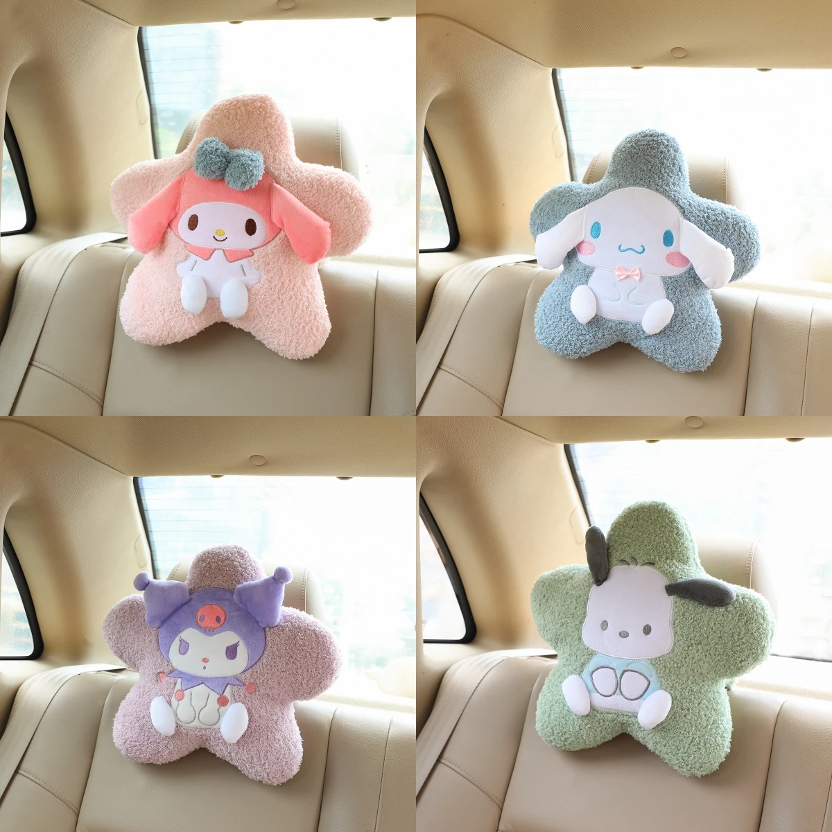 Sanrio Kuromi Japanese Anime Plush Pillow Cute Pentagram Shape Pochacco Stuffed Headrest Comfortable Soft Cushion Girl Gifts