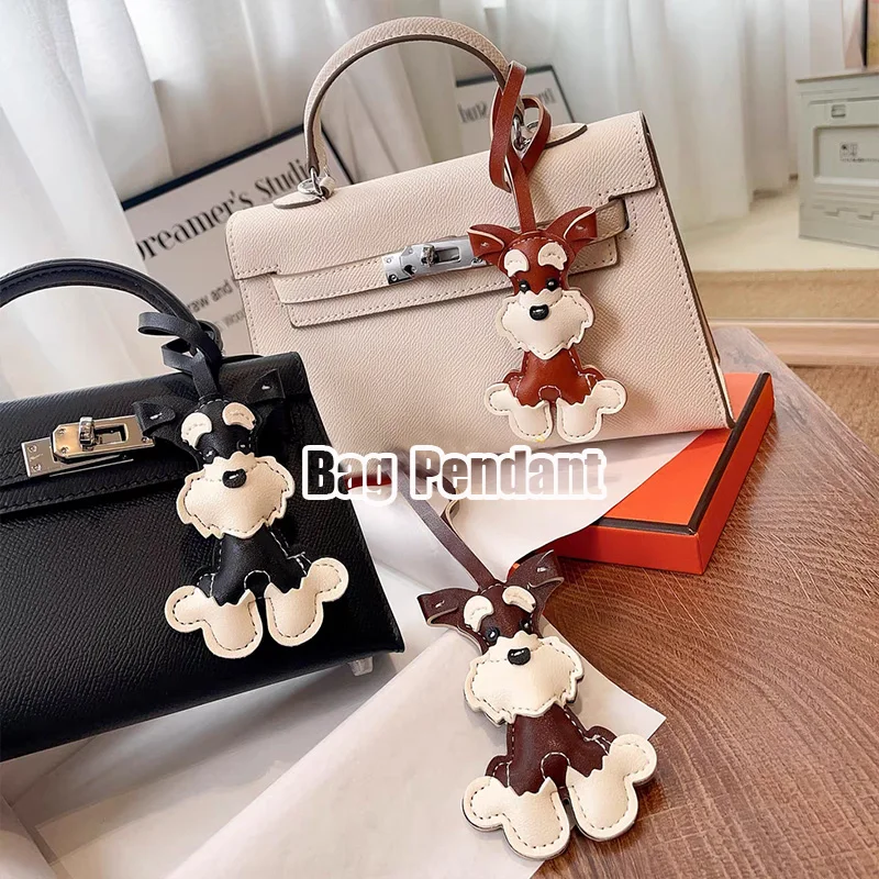 3D Cute PU Leather Dog Keychains For Women Y2k Bag Pendant Creative Car Hanging Ornaments Bag Accessory Key Chains Jewelry Gift