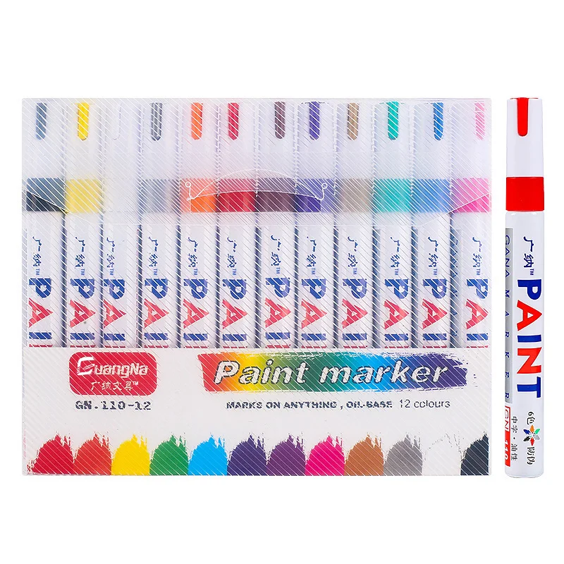 12 Colors Oil Based Permanent Marker Pens White Waterproof Paint Markers For Car Tire Lettering Art Projects Rock Painting Metal