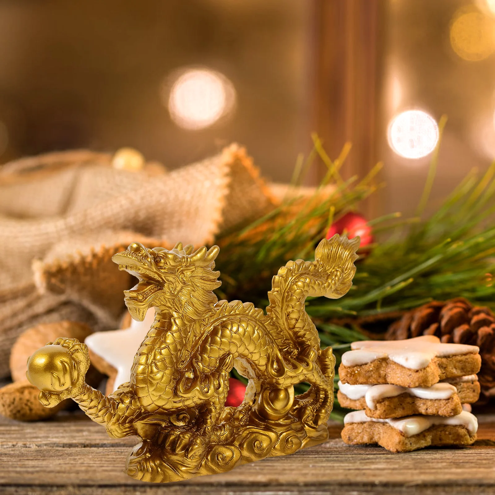 

Chinese Dragon Sculpture Gold Ornament Exquisite Craftsmanship Home Office Desktop Decoration Zodiac Dragon Resin Craft