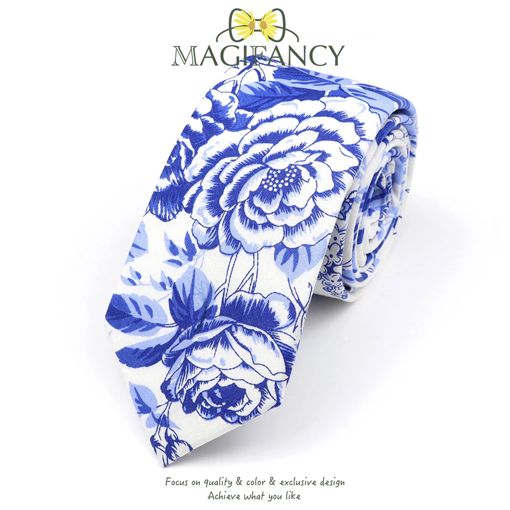 Corbata de 6,5 cm con estampado Floral de alta calidad, 100% algodón, elegante, púrpura, verde, para fiesta de boda, traje diario, camisa, corbata, accesorio de regalo