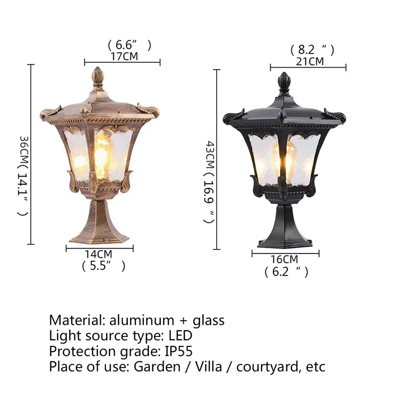 COLIN Classical Wall Outdoor Light LED Waterproof Pillar Post Lamp Fixture for Home Patio Porch Balcony