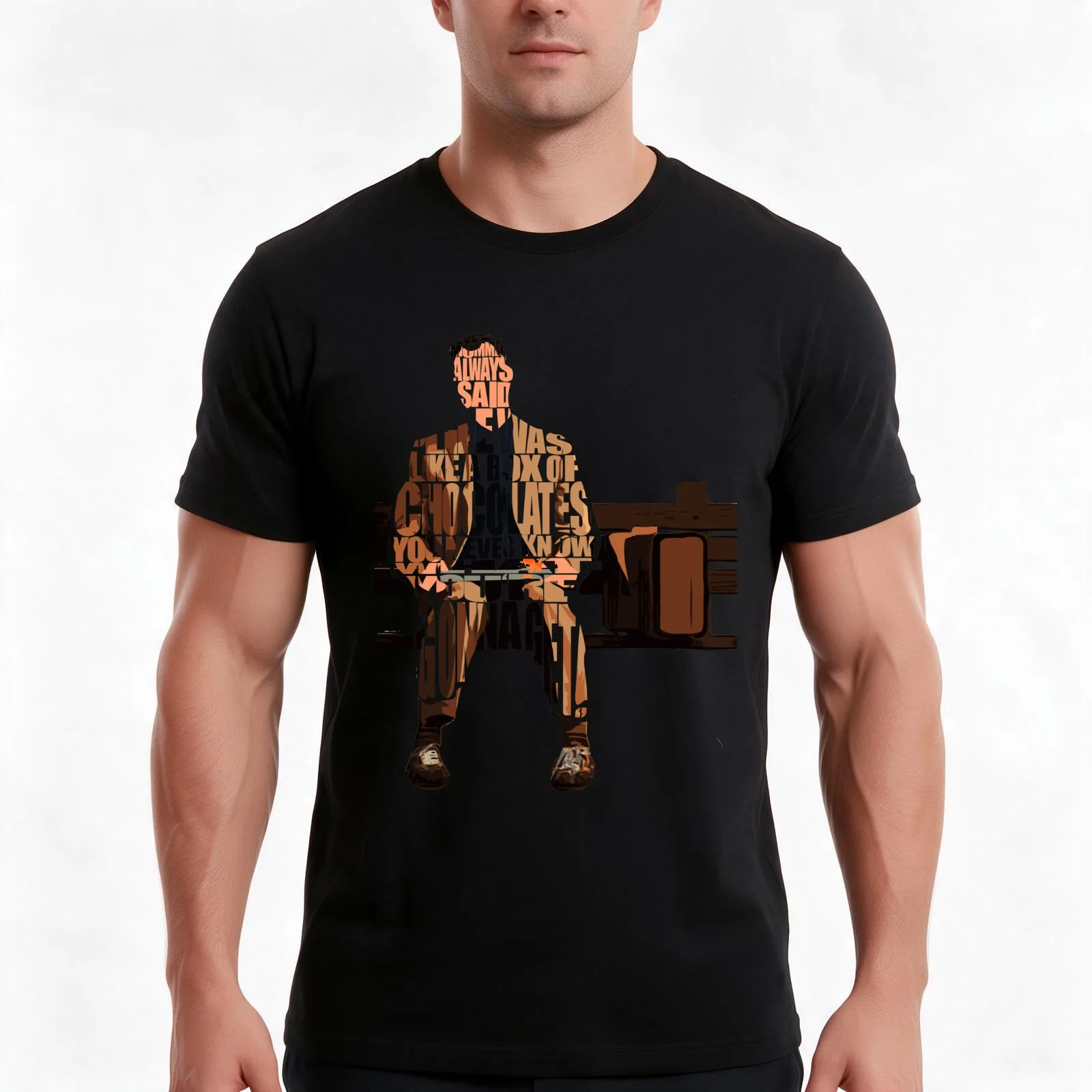 Forrest Gump T-Shirt, Summer Casual Cotton Tee, Oversized Streetwear Tops, Vintage Graphic Print, Loose Fit Short Sleeve