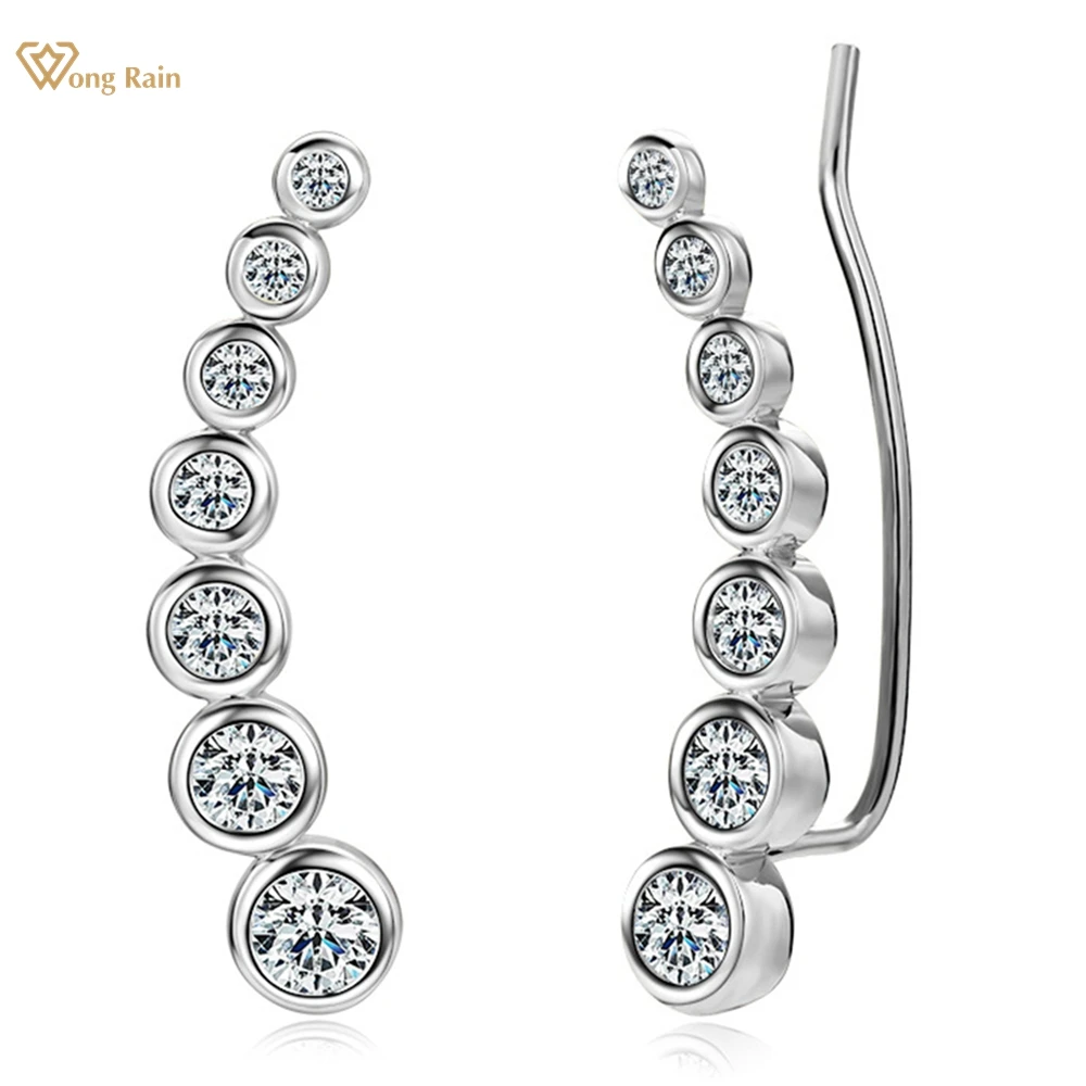 Wong Rain Elegant 18K Gold Plated 925 Sterling Silver VVS1 3EX D Color Real Moissanite Diamonds Women Earrings Stud Fine Jewelry