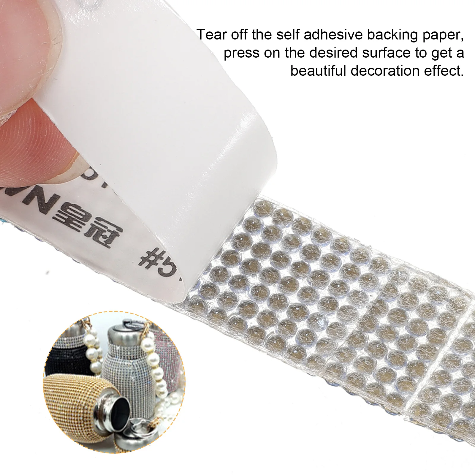 

5 Rolls Rhinestone Band Stick Rhinestones Fabric Trim Ribbon Banding Adhesive Ribbons Decor