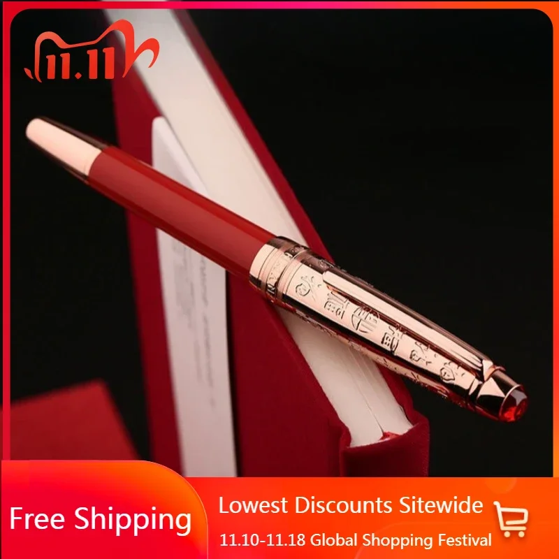 

Mooman Majohn P135 Fountain Pen F 0.5MM Nib Red with Gold Clip Writing Ink Pen High Quality Imported Stationery Student Writing