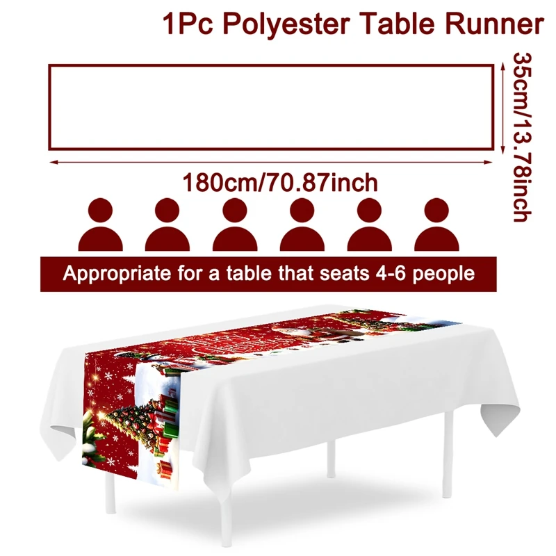 Christmas Themed Table Runner Santa Claus Snowman Designs Tablecloth Winter Holiday Home Table Decor Christmas Decorations 2026