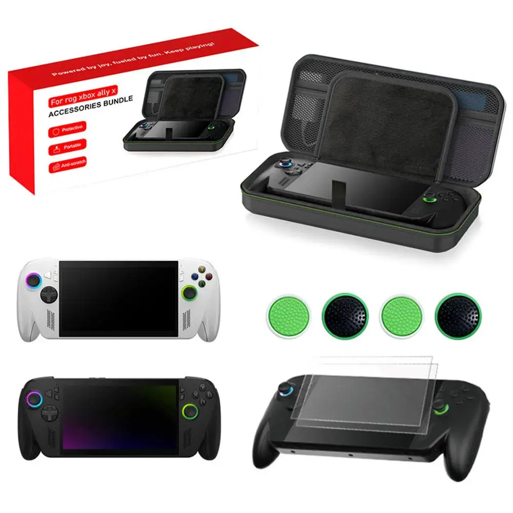 

Чехол для портативной консоли ROG для Xbox Ally X с защитными стеклянными пленками и колпачками для джойстиков, защита от падений