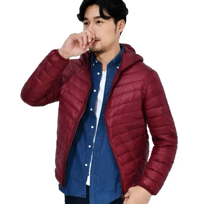 Plus size MEN'S ULTRA LIGHT SHORT HOODED DOWN JACKET Packable Long-Sleeve Full-Zip Puffer Jacket S-6XL casaco masculino jackets