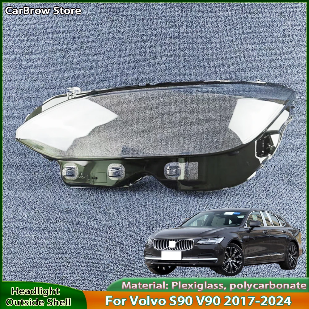 

For Volvo S90 V90 2017-2024 Car Front Headlight Cover Auto Headlamp Lampshade Lampcover Head Lamp light Lens Shell