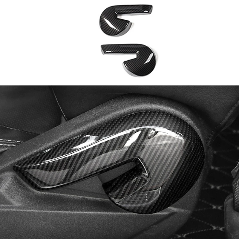 

Fit For Ford Mustang 2015-2020 ABS Carbon fiber color Interior Seat Back Adjust Lever Handle Cover Decoration Stickers