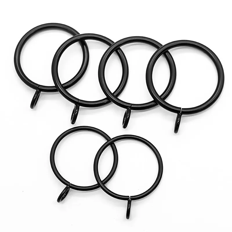18 pcs 45mm Curtain Rings with Holes, Black Iron Material and Rust Resistant Finish, ideal for Living Room Window Curtain