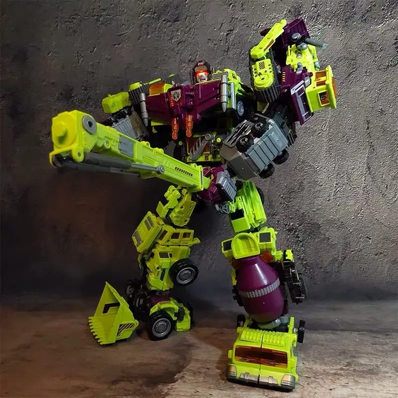 NBK 6 IN 1 New Devastator Transformation Boy Toy Oversize 45CM Action Figure Robot Car Truc Excavator Crane Model Kid Adult Gift