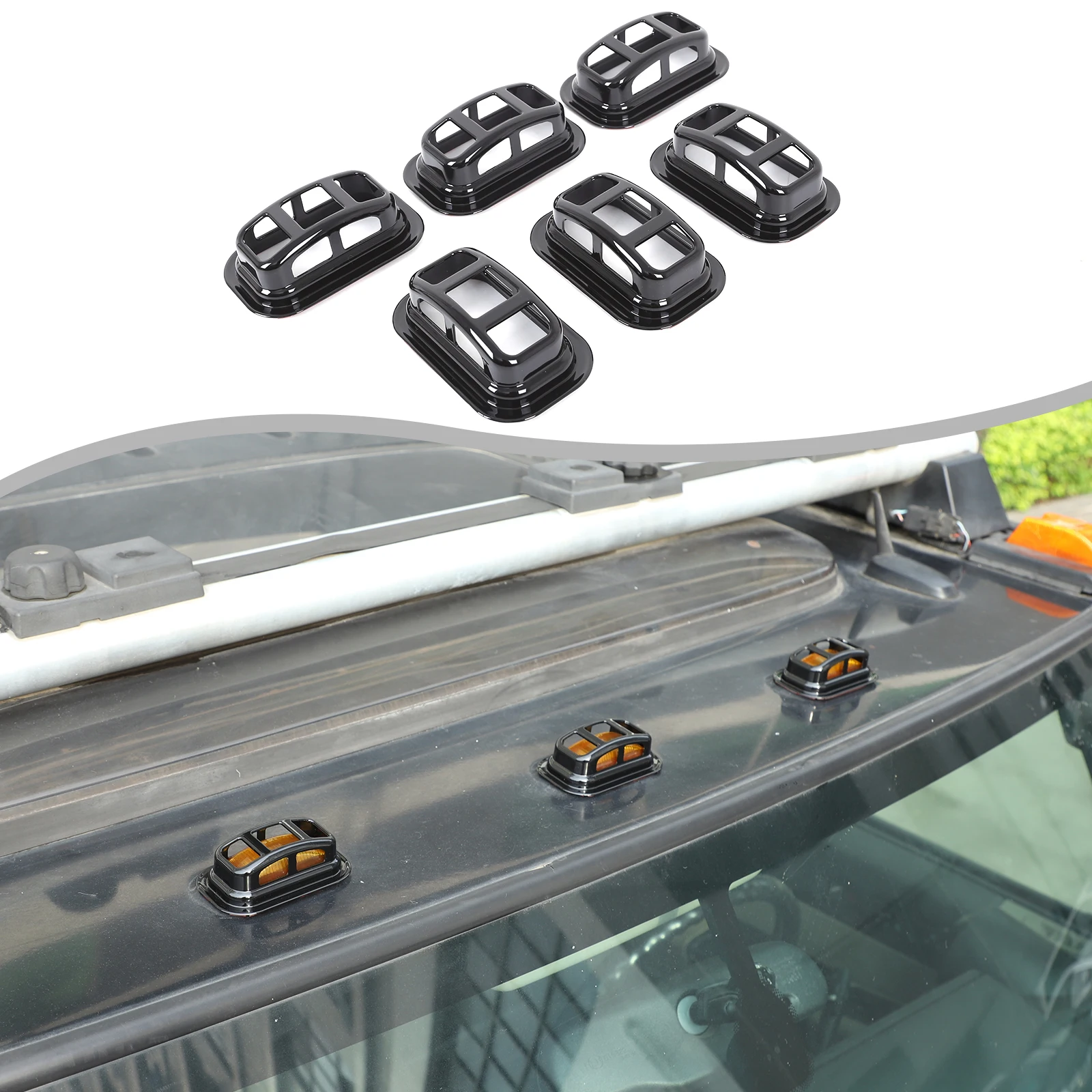 

6PCS Car Roof Light Cover Accessories For 2003-2009 Hummer H2 Modified Protective car Roof Cab Marker Light Trim Parts