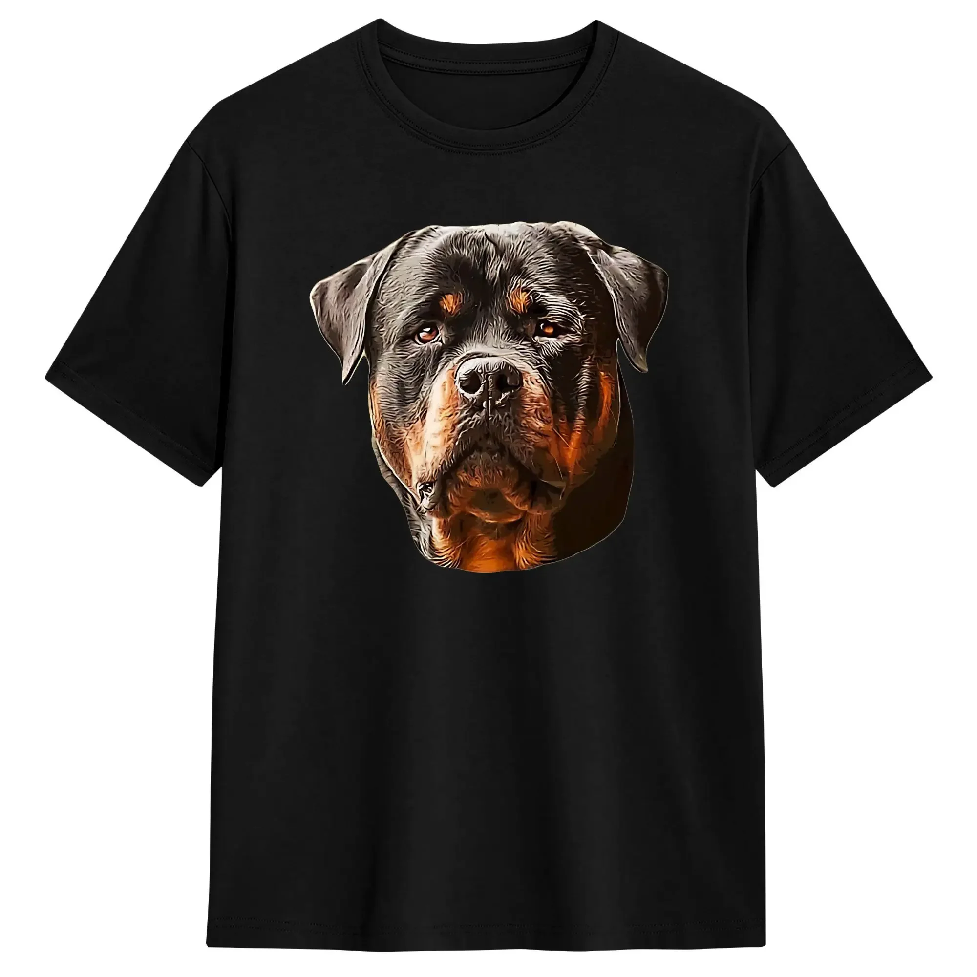 Men T-Shirts Rottweiler Stunning Dog Head Novelty Cotton Tees Short Sleeve  T Shirts Crewneck Clothing Graphic
