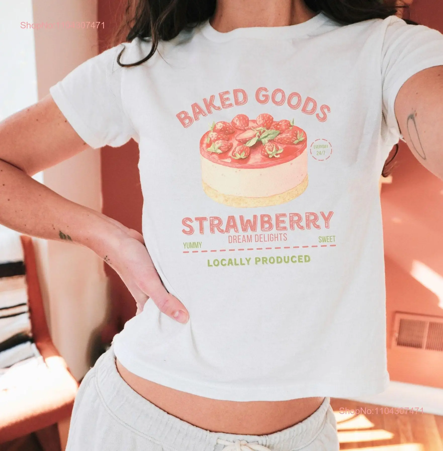 Strawberry T Shirt Baby 90s Cake Coquette Top Downtown Girl FruiT Vintage long or short sleeves