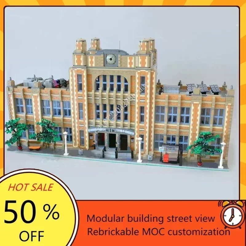 14412 PCS Modular School MOC City Street View DIY   Modern Custom Puzzle Architecture Collection Series Toys Gifts
