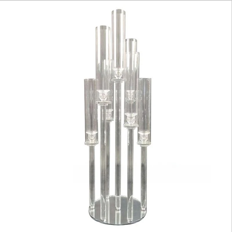 European dining table 10-head crystal candlestick glass wedding prop ornament, model room decoration disassembly crystal