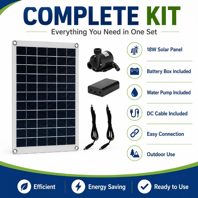 18W Solar Water Pump Kit with Battery Box for Pool Pond Fountain Garden Aquarium Outdoor Water Circulation Solar Water Pump Kit