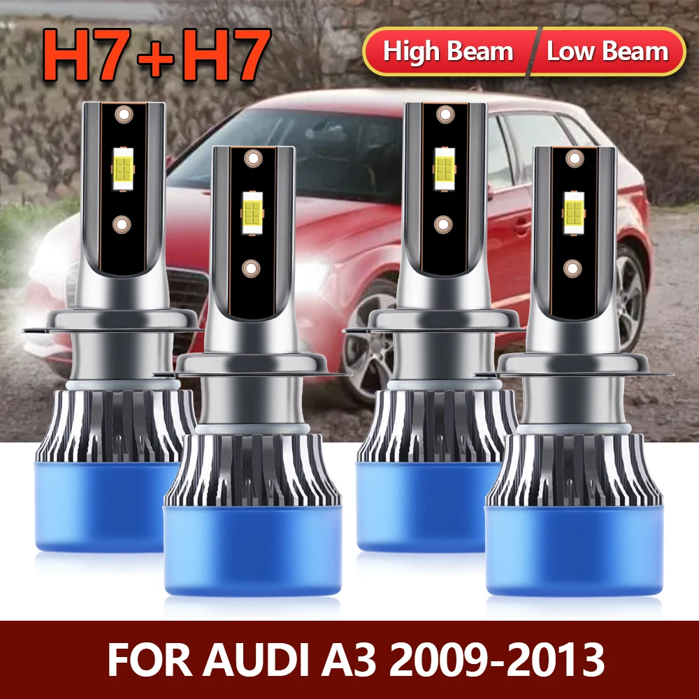 

4x LED Bulbs H7 Headlight High Low Combo Beam CSP Lamp Kit Car Front Lights For Audi A3 Sportback 2009 2010 2011 2012 2013