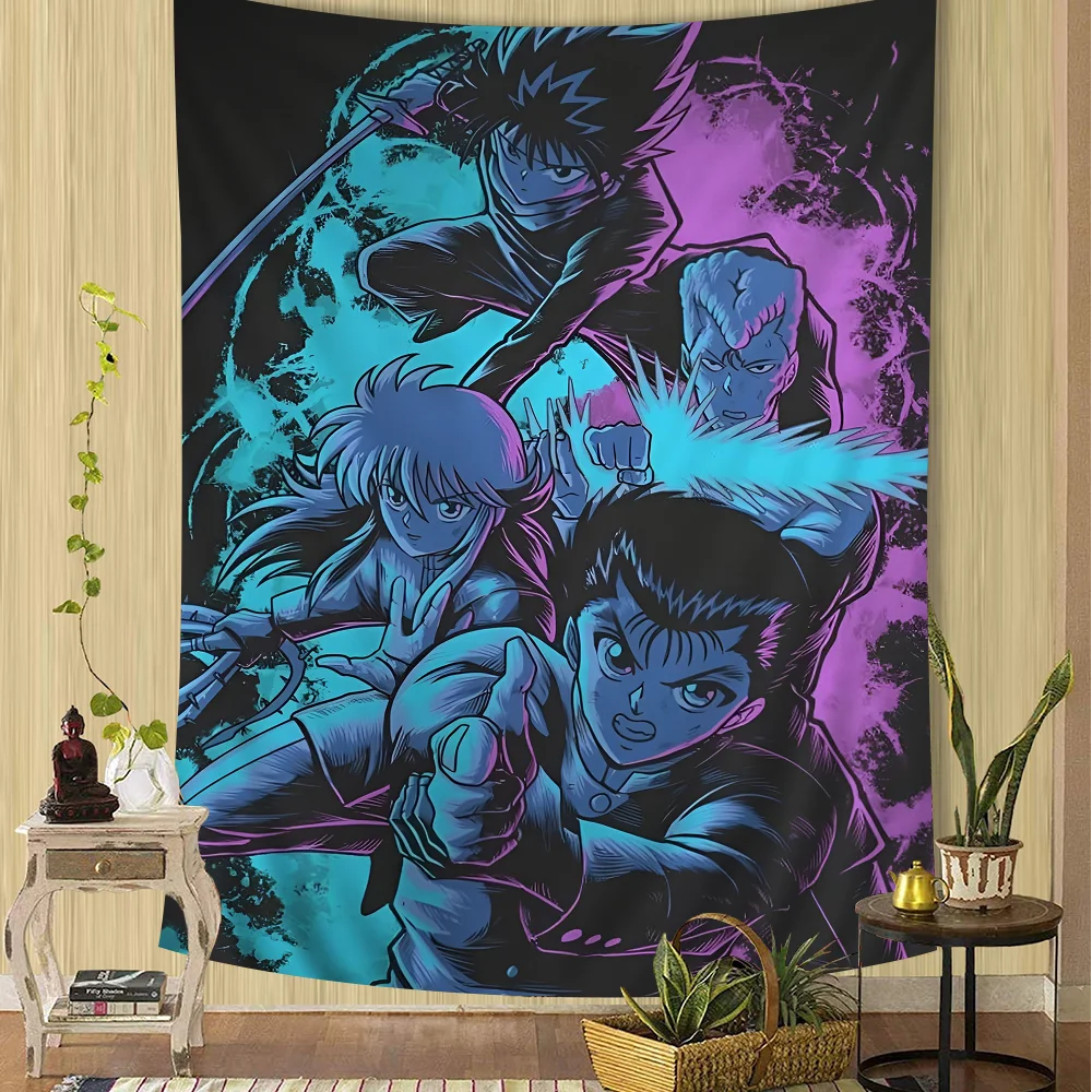 نسيج أنيمي Hakusho YuYu ، التاروت المعلق ، سجاد حائط هيبي ، ديكور منزلي للسكن