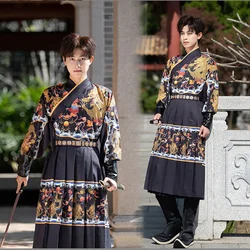 Chinese Hanfu Men Ancient Traditional Hanfu Flying Fish Black Red Robe Cosplay Costume Theme Party Hanfu Tang Suit Plus Size 3XL