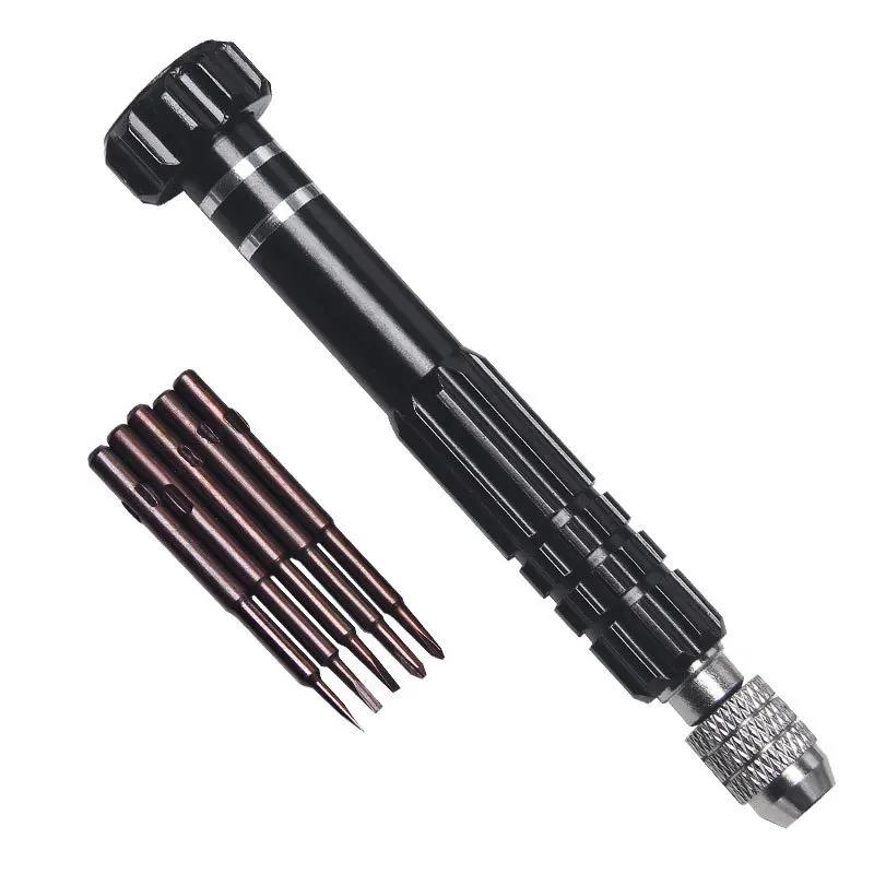 Portable 5‑in‑1 Aluminum Alloy Multi‑function Screwdriver Set Precision Repair Screwdriver Kit for Phone Watch Glasses
