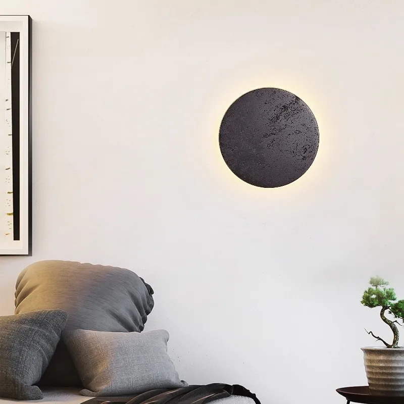 مصباح حائط إيطالي بسيط من الترافرتين الأسود، شمعدان أسود إبداعي لغرفة النوم وغرفة المعيشة وتناول الطعام وديكور الدرج #1