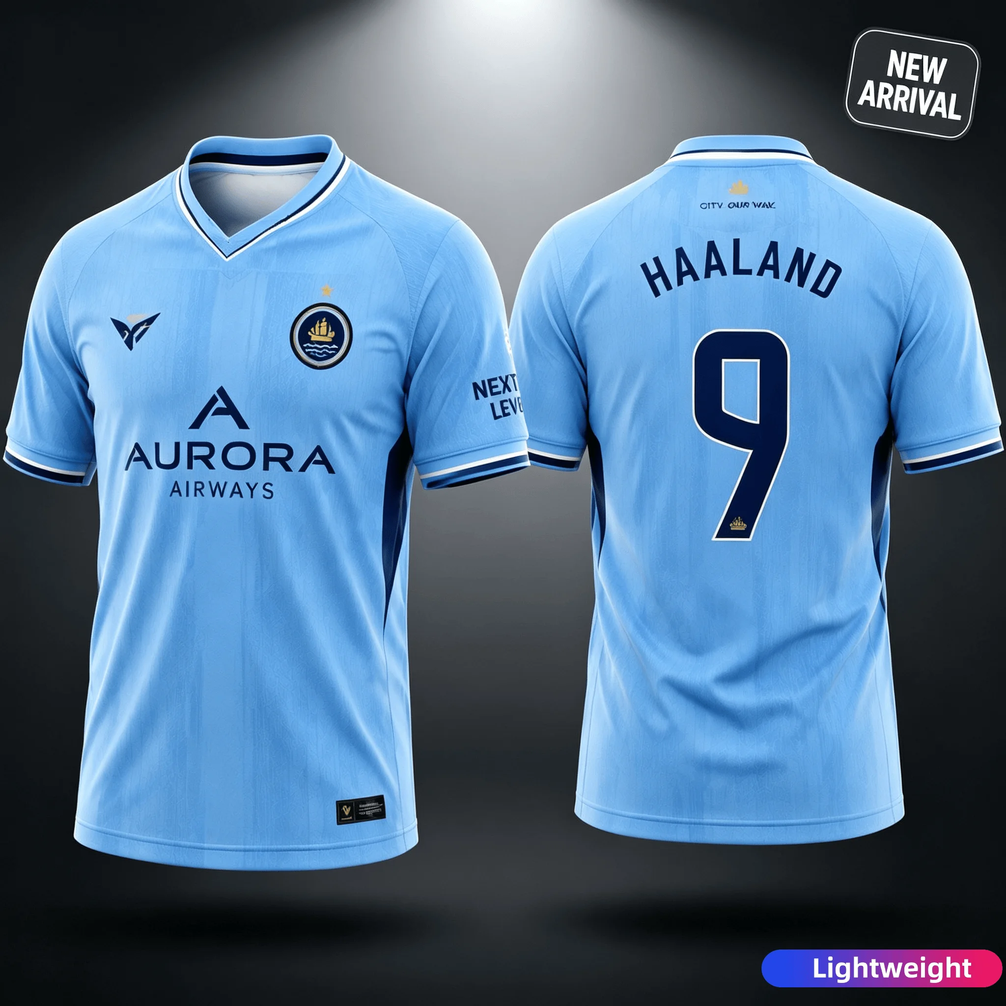 26 Haaland No. 9 Sky Blue Soccer Jersey for Men Women Kids Fans, Family Football Shirt, Casual Sports Gift  Men Women Breathable