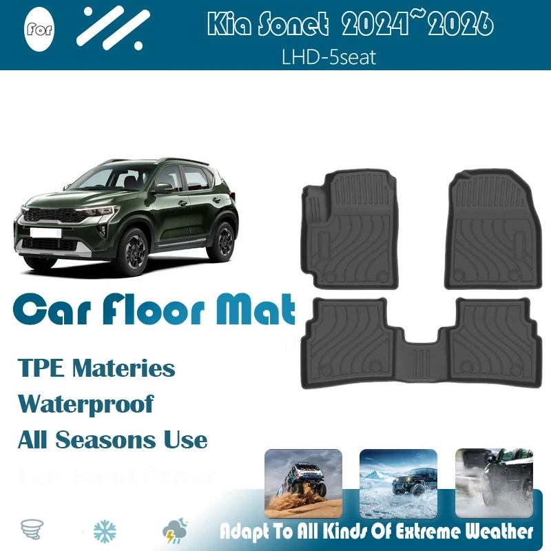 

Fully Set Car Floor Mats For Kia Sonet QY 2024 2025 2026 5seat Car Length 4110mm Waterproof Foot Pad Floor Cover Car Accessories