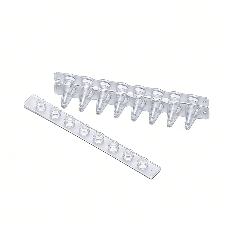 125pcs/bag 0.1mL Direct Row 8-Strip PCR Tubes Clear Polypropylene DNase RNase Free Lab Consumables for qPCR Thermal Cycler