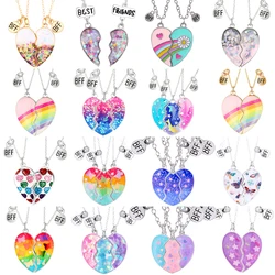 Delicate Sequin Heart Necklaces for Women Girls Magnet Attract Butterfly Star BFF Charm Clavicle Chain Friendship Jewelry Gifts