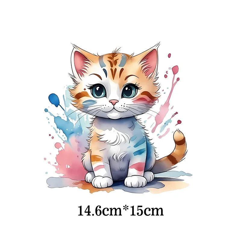 Cute little kitten DTF Iron On Patches DIY baby T-shirt hoodie decorated with colorful cat and giraffe heat transfer stickers