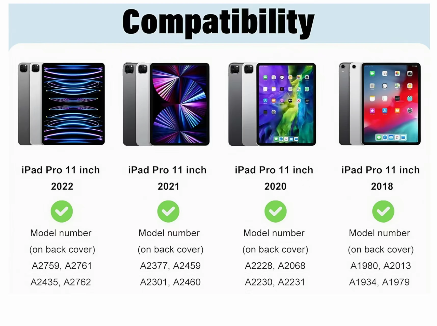 Case for  iPad Pro 1st / 2nd Generation 11-inch Keyboard for iPad Pro 3nd / 4th Generation 11-inch Wireless Detachable Keyboard