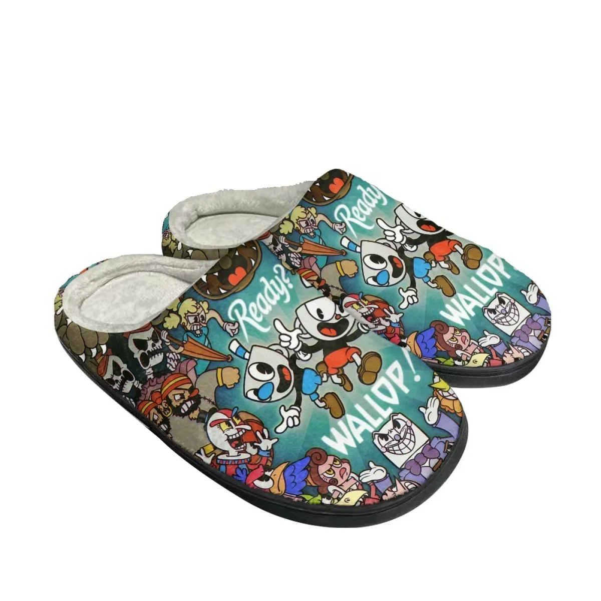 Winter Women Comfortable Slippers Cuphead Print House Couples Slides Drop Ship Autumn Winter Warm Bedroom Lady Cotton Slipper