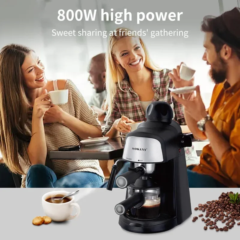 800W Electric Coffee Machine Multifunctional Coffee Maker Household Convenience talian Coffee Machine Semi-Automatic Coffee Pot