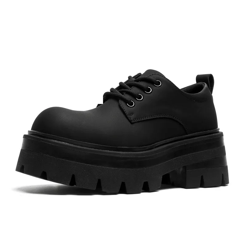 Sapatos de plataforma casual para homens, calçado de plataforma, sapato Derby Lace-Up, Big Toe, tênis de trabalho, baile de formatura, couro genuíno, tamanho grande