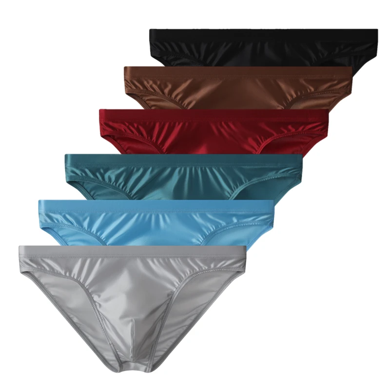

Комплект из 3 мужских трусов-брифов из ледяного шелка с U-образным вырезом, низкой посадкой, бикини, мужские слипы, трусики для мужчин