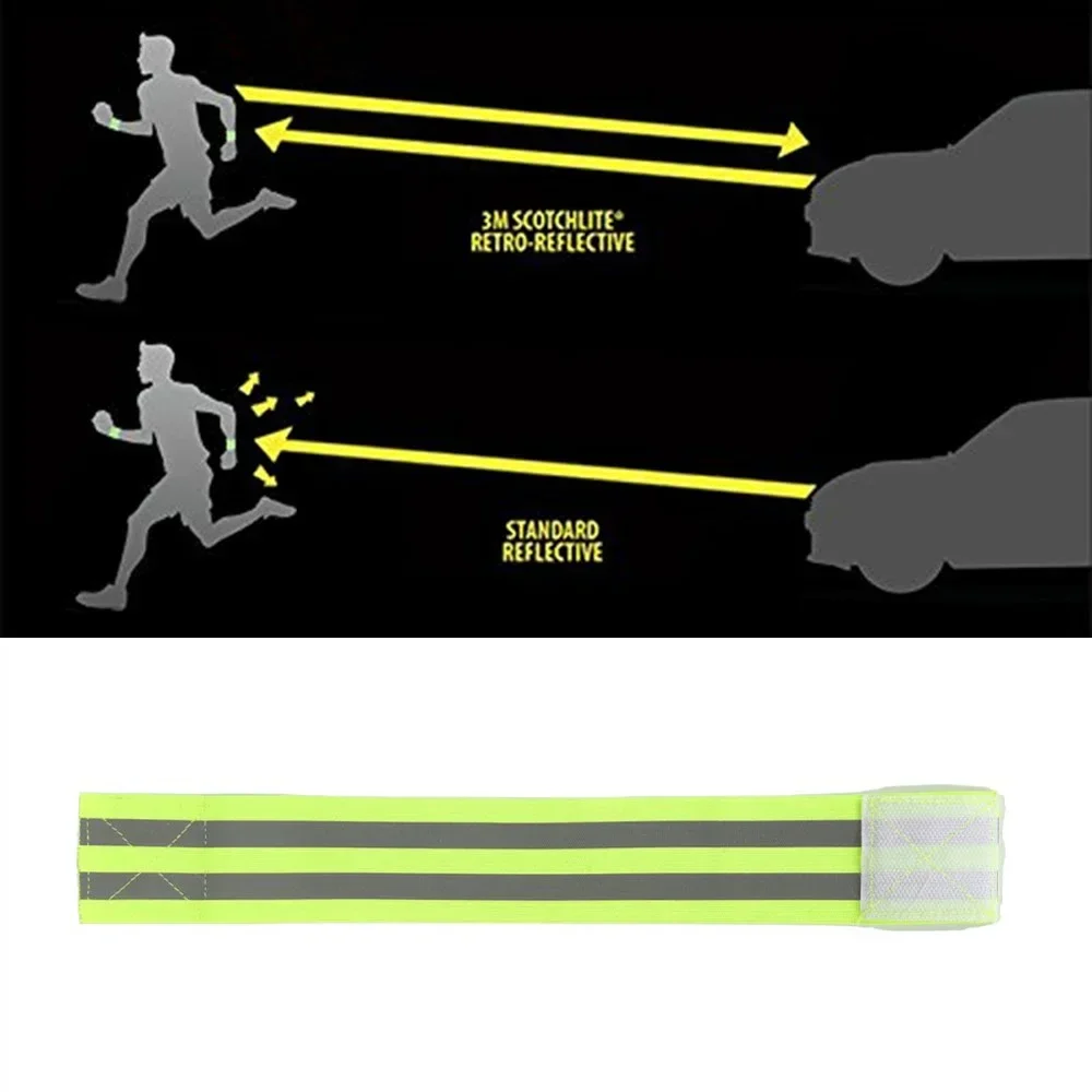 2 uds bandas reflectantes brazalete elástico pulsera tobillo pierna correas cinta reflectora de seguridad correas para correr de noche ciclismo correr