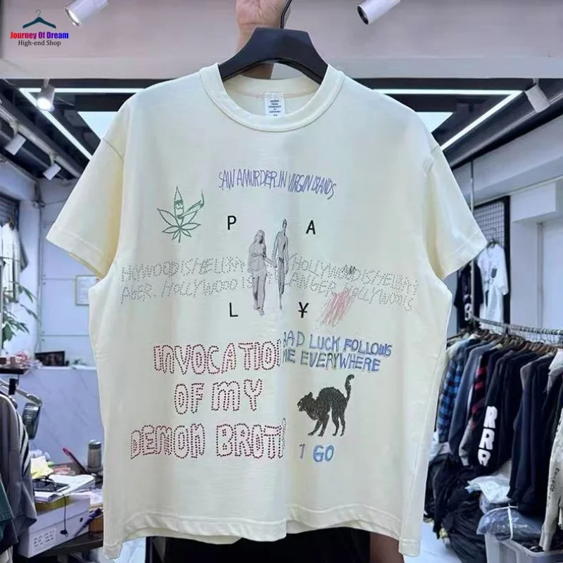 

European and American Fashion Graffiti Cartoon Letters High Street Men's Women's Couples Loose T-shirt