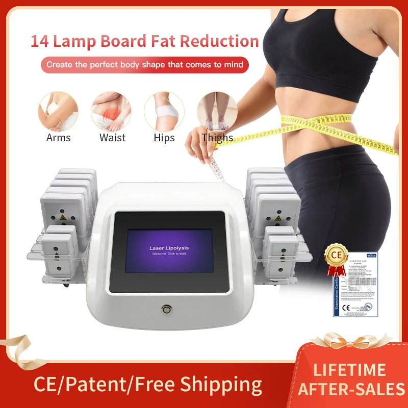 

Lipo Laser Machine 14 Pads Lose Fat Tender Skin Anti-aging Anti-wrinkle Body Weight Loss Shaping Slimming Reduce Cellulite