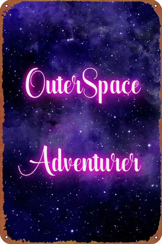 Universe Space Astronaut Poster Vintage Cute Metal Sign Gift Retro Novelty Cafe Store Garage Tin Signs8x12 Inch