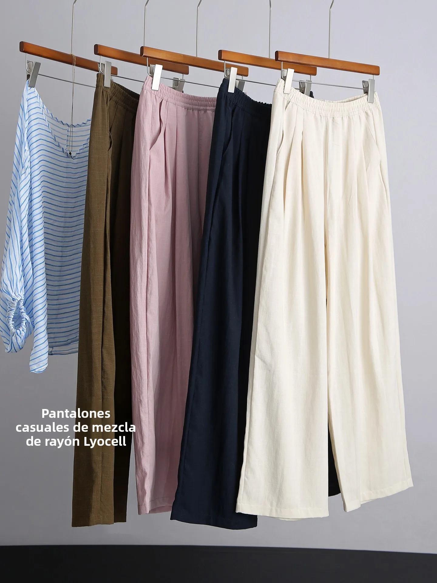 Pantalones de ocio Town Honey Mix de cintura alta y pierna ancha, estilo casual de verano para mujer, estilo Old Money, Lenzi...