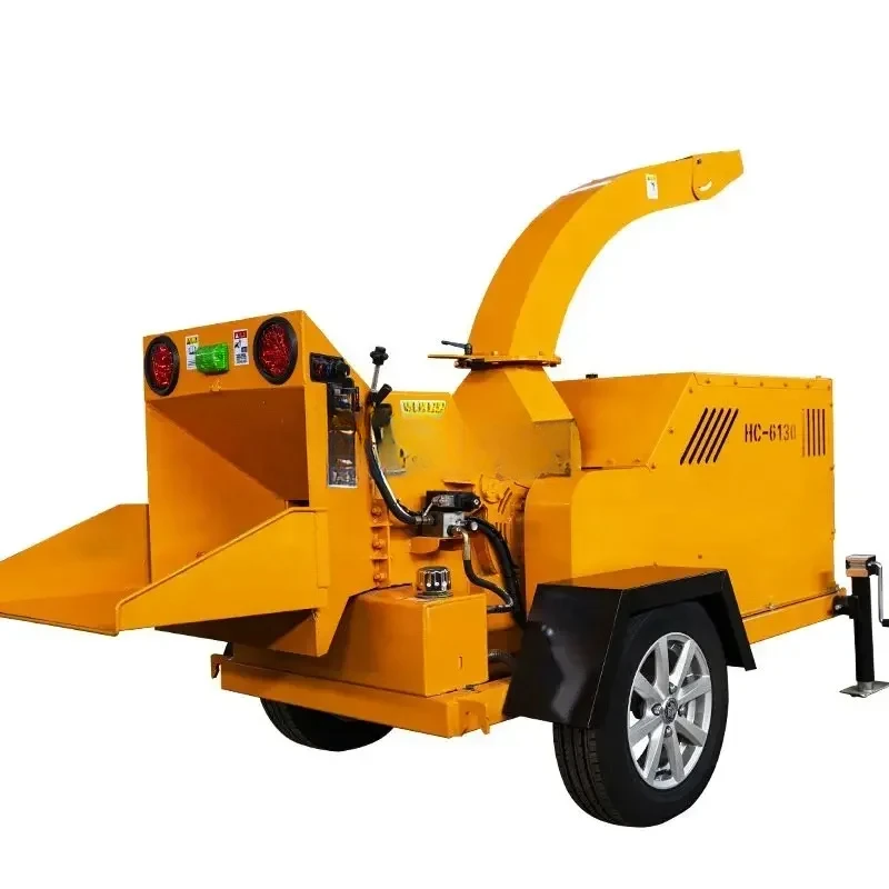 Forestry Hydraulic Self Feeding Diesel Wood Chipper Tree Branch Leaf Garden Organic Soil Shredder Mobile