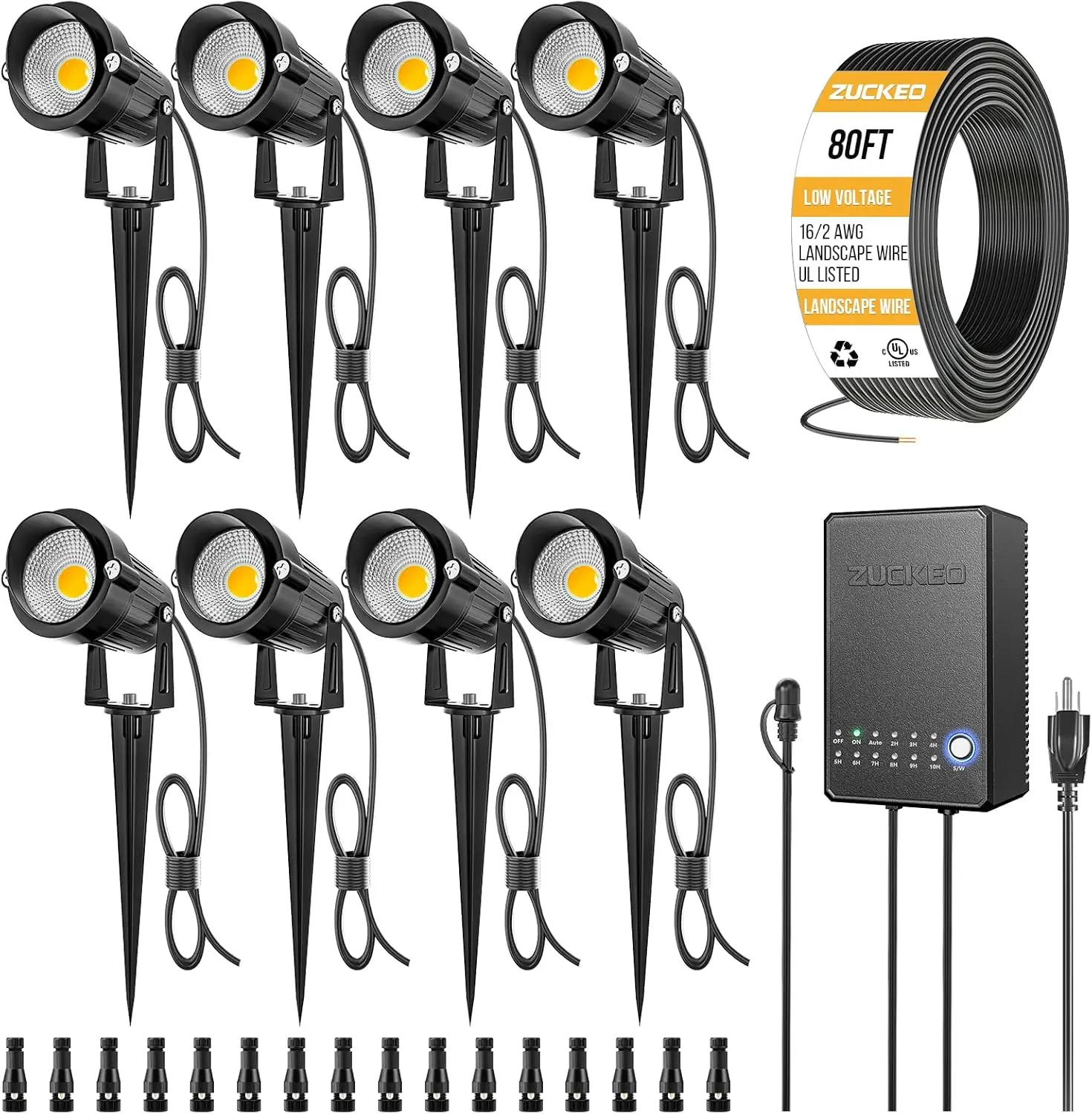 All-in-One Landscape Lighting Kit, 5W LED Low Voltage Landscape Lights with Transformer and 80FT Wire