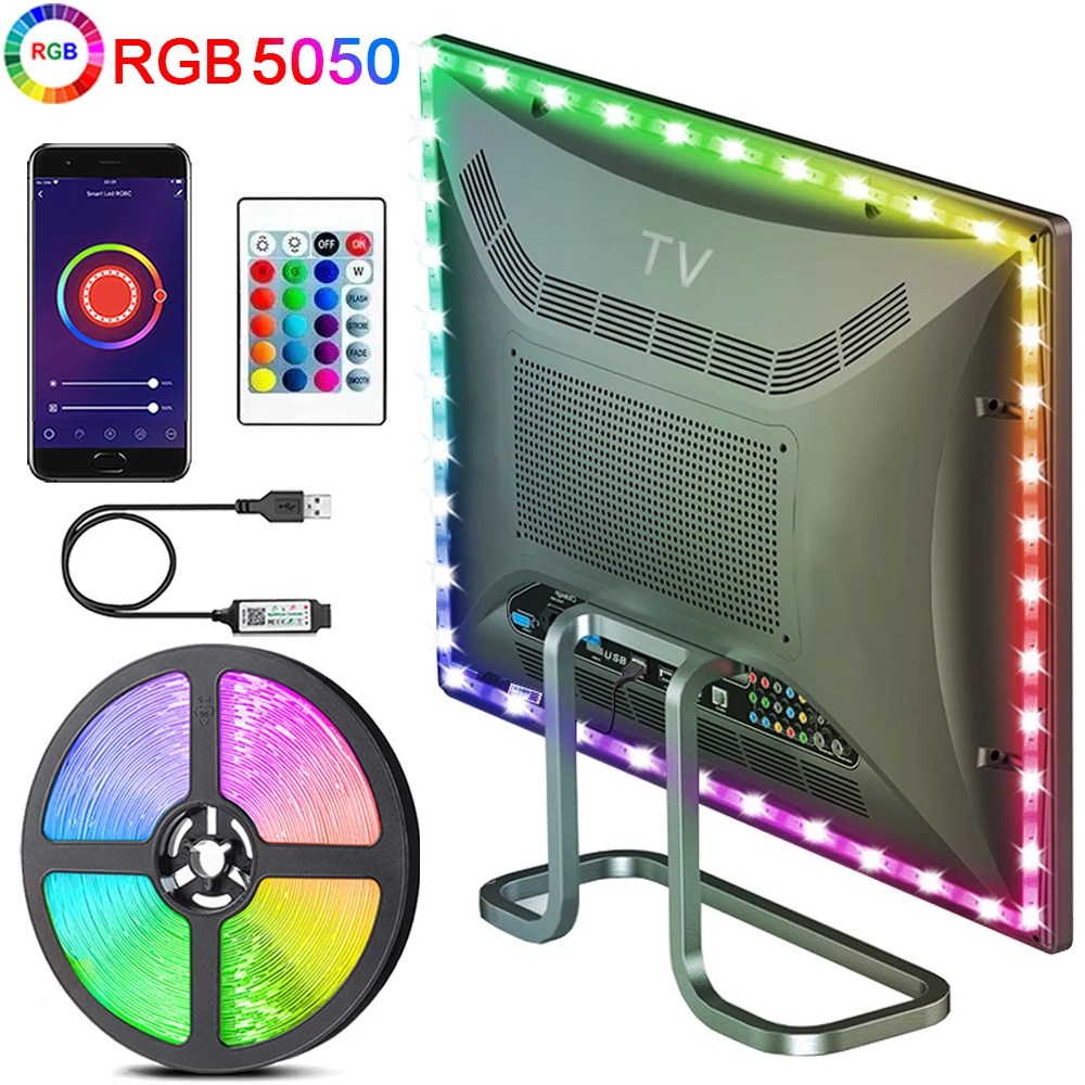 

5050 5M Led Light with USB Plug 24 Keys Multicolor RGB TV Background Light Bar Game Room Family Party Decoration Night Light